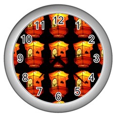 Paper Lantern Chinese Celebration Wall Clock (silver) by HermanTelo