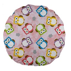 Owl Bird Cute Pattern Background Large 18  Premium Round Cushions by HermanTelo