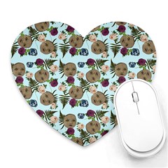 Cracked Doll Pattern Blue Heart Mousepads by snowwhitegirl