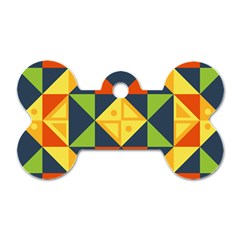 Background Geometric Color Plaid Dog Tag Bone (one Side) by Mariart