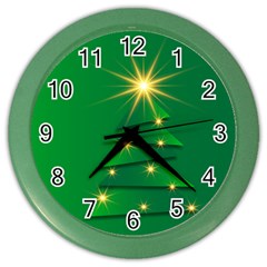 Christmas Tree Green Color Wall Clock by HermanTelo