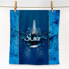 Sport, Surfboard With Water Drops Face Towel by FantasyWorld7