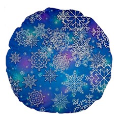 Snowflake Background Blue Purple Large 18  Premium Round Cushions by HermanTelo