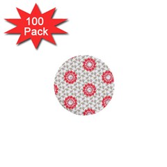 Stamping Pattern Red 1  Mini Buttons (100 Pack)  by HermanTelo