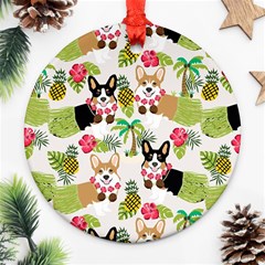 Corgis Hula Pattern Ornament (round) by Sapixe
