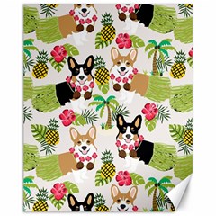 Corgis Hula Pattern Canvas 11  X 14  by Sapixe