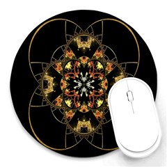 Fractal Stained Glass Ornate Round Mousepads by Sapixe