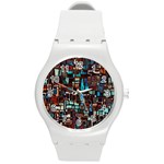 Stained Glass Mosaic Abstract Round Plastic Sport Watch (M) Front