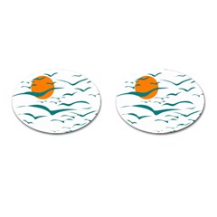 Sunset Glow Sun Birds Flying Cufflinks (oval) by HermanTelo