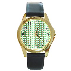 St-patricks Day Background Ireland Round Gold Metal Watch by HermanTelo