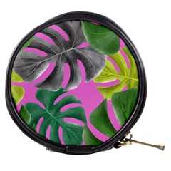 Tropical Greens Pink Leaf Mini Makeup Bag by HermanTelo