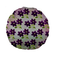 Purple Flower Standard 15  Premium Round Cushions by Bajindul