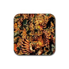 Sculpture Art Temple Tower Rubber Coaster (square)  by Pakrebo