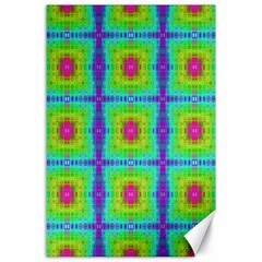 Groovy Yellow Pink Purple Square Pattern Canvas 24  X 36  by BrightVibesDesign