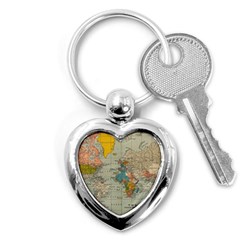 World Map Vintage Key Chain (heart) by BangZart