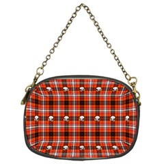 Plaid - Red With Skulls Chain Purse (two Sides) by WensdaiAmbrose