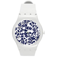 Flowers Garden Textiles Fabric Round Plastic Sport Watch (m) by Pakrebo