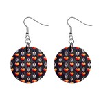 Love Heart Background Mini Button Earrings Front