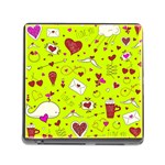 Valentin s Day Love Hearts Pattern Red Pink Green Memory Card Reader (Square 5 Slot) Front