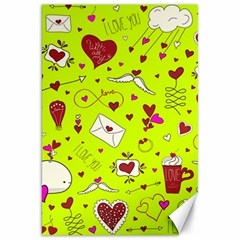 Valentin s Day Love Hearts Pattern Red Pink Green Canvas 20  X 30  by EDDArt