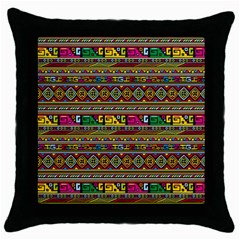 Traditional Africa Border Wallpaper Pattern Colored Throw Pillow Case (black) by EDDArt