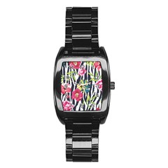 Seamless Flower Patterns Vector 01 Stainless Steel Barrel Watch by Sobalvarro