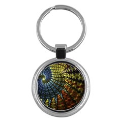 Fractal Spiral Colorful Geometry Key Chain (round) by Pakrebo