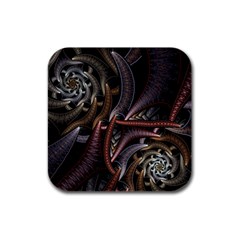 Geometry Math Fractal Art Rubber Square Coaster (4 Pack)  by Pakrebo