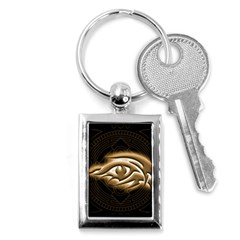 Golden Ornament Round Art Form Key Chain (rectangle) by Pakrebo