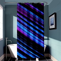 Blue Abstract Lines Pattern Light Shower Curtain 36  X 72  (stall)  by Pakrebo