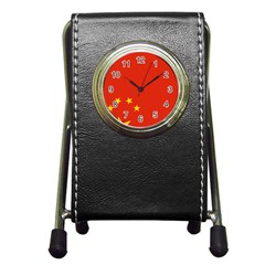 Chinese Flag Flag Of China Pen Holder Desk Clock by FlagGallery