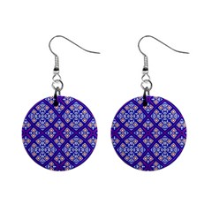 Symmetry Digital Art Pattern Blue Mini Button Earrings by Pakrebo