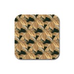 Scrapbook Leaves Decorative Rubber Square Coaster (4 pack)  Front