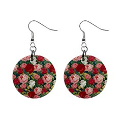 Roses Repeat Floral Bouquet Mini Button Earrings by Pakrebo