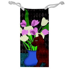 The Cat And The Tulips Jewelry Bag by bloomingvinedesign