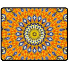 Fractal Kaleidoscope Mandala Double Sided Fleece Blanket (medium)  by Pakrebo