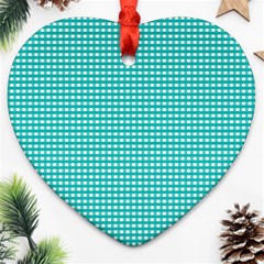 Gingham Plaid Fabric Pattern Green Heart Ornament (two Sides) by HermanTelo