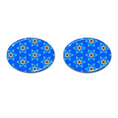 Pattern Backgrounds Blue Star Cufflinks (oval) by HermanTelo