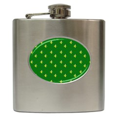 Peeled Banana On Green Hip Flask (6 Oz) by snowwhitegirl