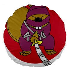 Ninja Beaver Animal Humor Joke Large 18  Premium Round Cushions by Sudhe