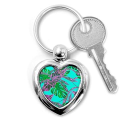 Painting Oil Leaves Reason Pattern Key Chain (heart) by Simbadda