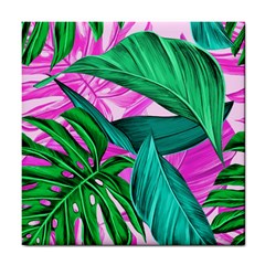 Tropical Greens Monstera Summer Tile Coasters by Simbadda