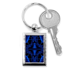 Art Fractal Artwork Creative Blue Black Key Chain (rectangle) by Pakrebo