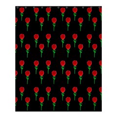 Red Water Color Rose On Black Shower Curtain 60  X 72  (medium)  by snowwhitegirl