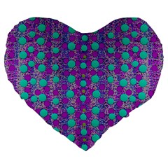 Happy Days Of Free  Polka Dots Decorative Large 19  Premium Heart Shape Cushions by pepitasart