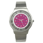 Tropical Pink Avocadoes Stainless Steel Watch Front