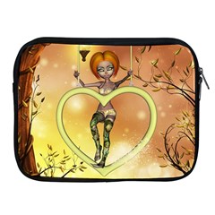 Cute Fairy  On A Swing Made By A Heart Apple Ipad 2/3/4 Zipper Cases by FantasyWorld7