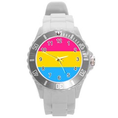 Pansexual Pride Flag Round Plastic Sport Watch (l) by lgbtnation