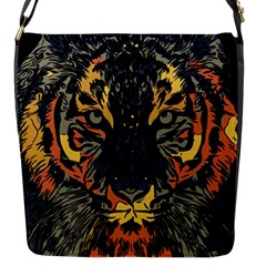 Tiger Predator Abstract Feline Flap Closure Messenger Bag (s) by Pakrebo