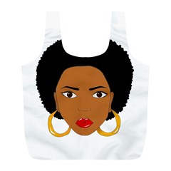 African American Woman With ?urly Hair Full Print Recycle Bag (l) by bumblebamboo